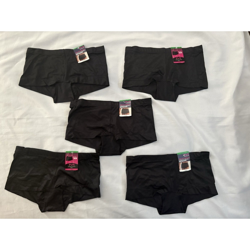 NEW Maidenform Dream Collection Boyshorts Black 40774 Women's Size Large 5 Pair